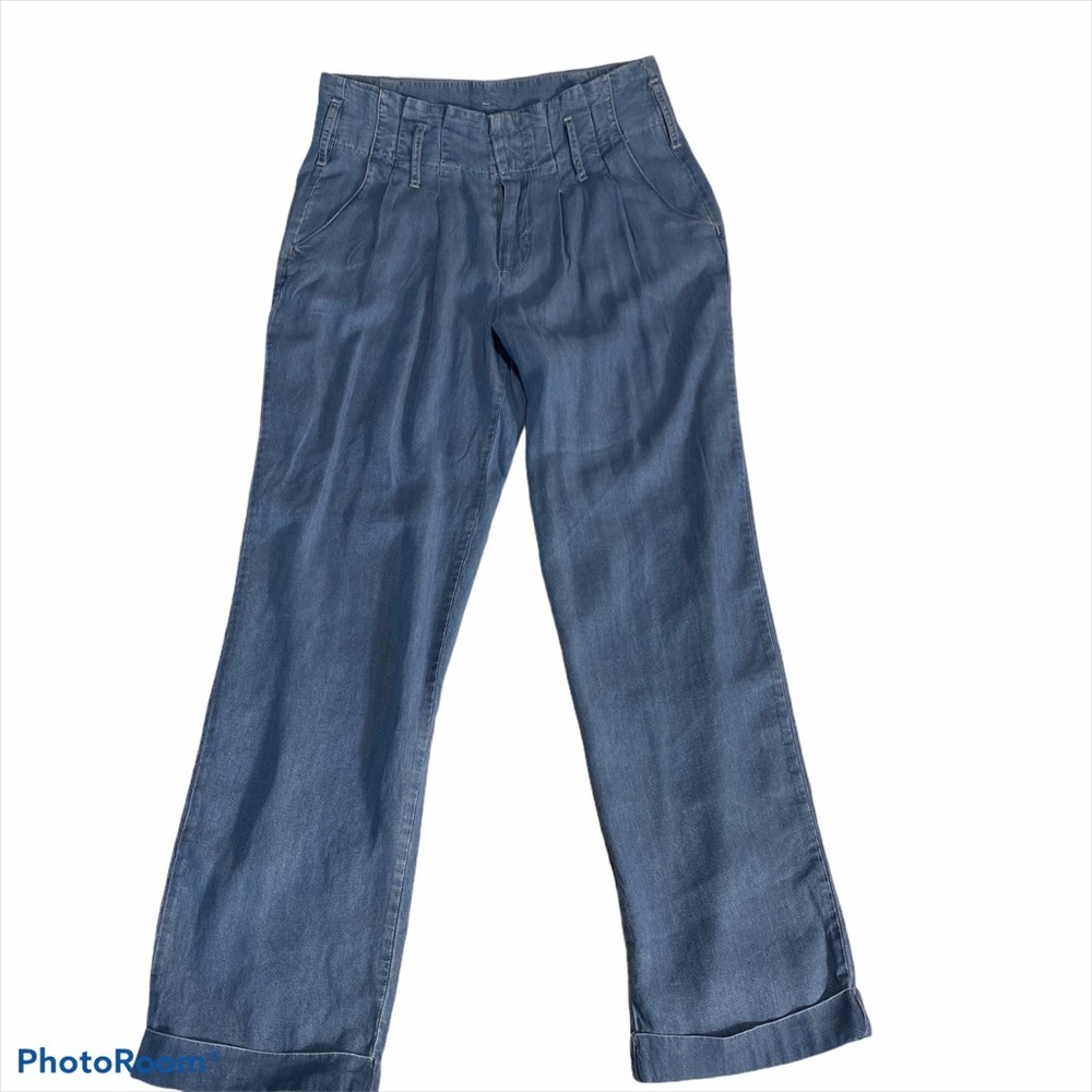 Ban Jara lightweight Chambray cropped pants Blue Sz Medium